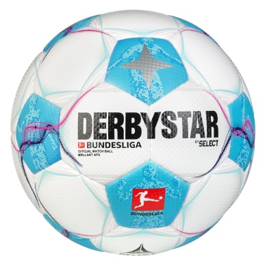 Derbystar Piłka nożna Bundesliga Brilliant APS v24 (oficjalna piłka meczowa sezonu 2024/2025) biała/niebieska